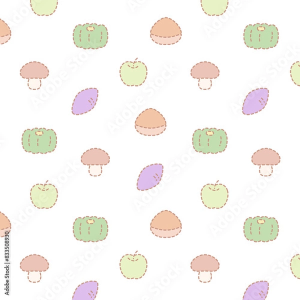 Obraz おいしい秋の食べ物スクエアパターン⭐︎PNG