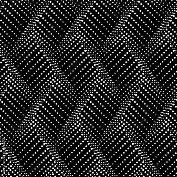 Fototapeta Vector seamless texture. Modern geometric background. Grid with wavy lines of dots.