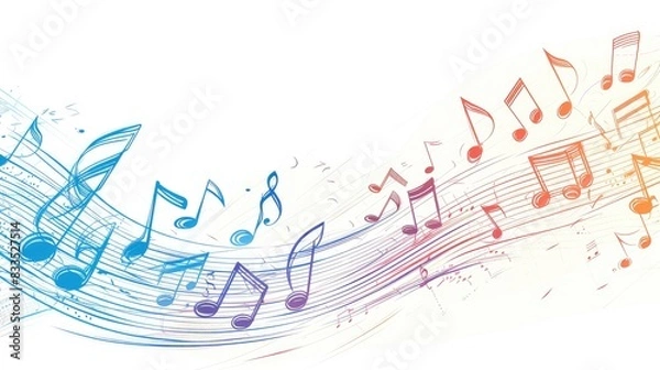 Obraz Continuous music line art note vector sketch illustration. Abstract music notes song sound concept background outline icon art one sheet. Vector illustration sketch element.