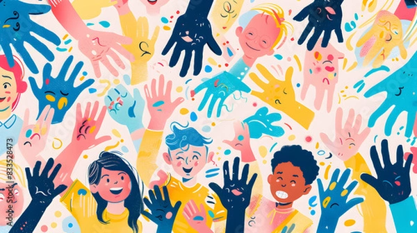 Fototapeta Father's Day celebrations by doing homemade crafts, sharing funny memes, sending happy Father’s Day messages, images, or simply offering some gifts to dad, illustrate art