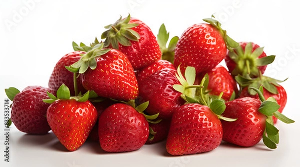 Obraz Vibrant red strawberries on white background