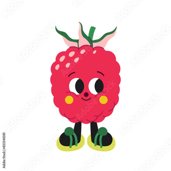 Obraz Cute cartoon West Indian Raspberry illustration on a white background.