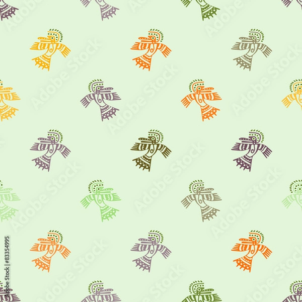 Fototapeta Seamless background with American Indians relics dingbats