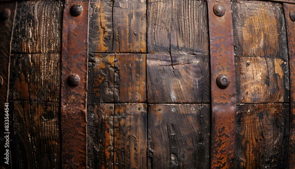 Fototapeta Texture of wooden barrel as background, closeup