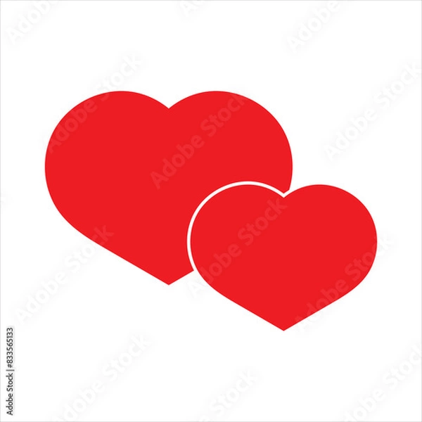 Fototapeta Two connected hearts icon. Love symbol. Red heart. isolated on white background. vector illustration. EPS 10/AI