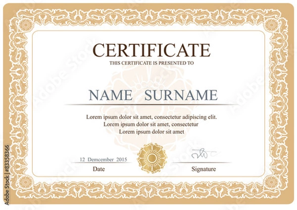 Obraz Certificate, Diploma of completion (design template, background)