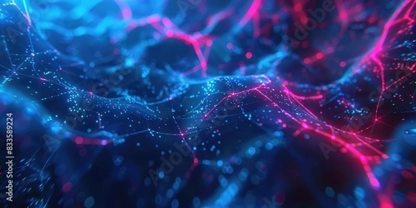 Fototapeta Digital background perfect for tech processes, neural networks, artificial intelligence, data transfer and encryption, digital archives, sound and graphic presentations, science, education, etc