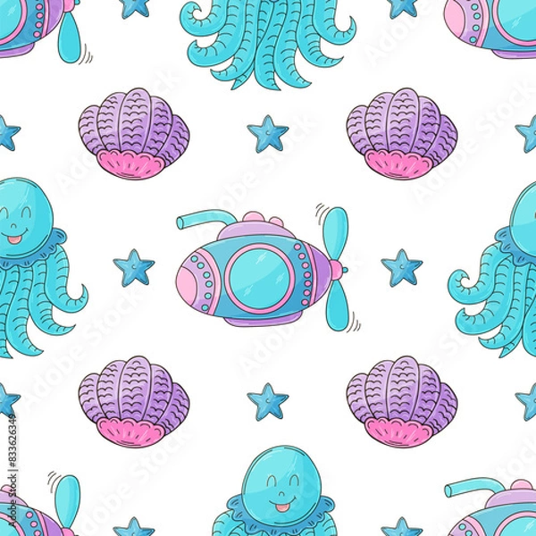 Obraz Creative marine seamless pattern