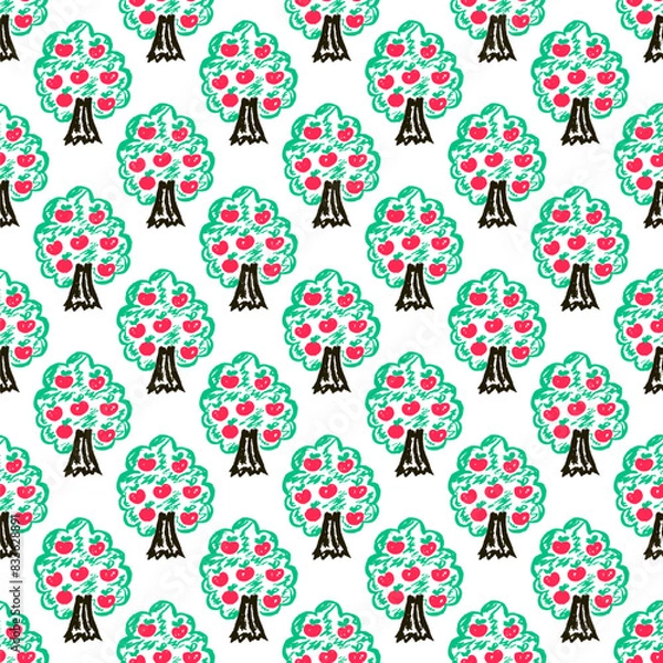 Fototapeta Seamless pattern. Children's drawings with wax crayons