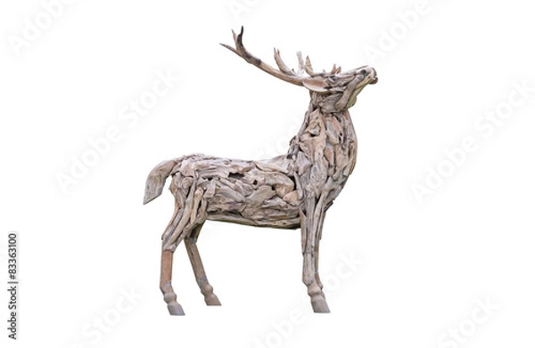 Obraz Deer wood craft  isolated on white