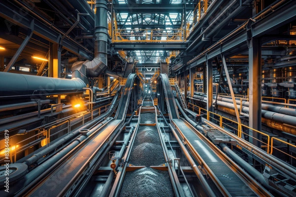 Obraz Industrial Scene of Rare Earth Refinery with Processing Machines