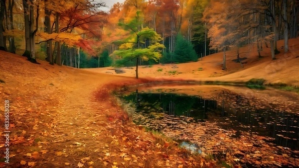 Obraz Silent Forest in spring with beautiful bright sun rays