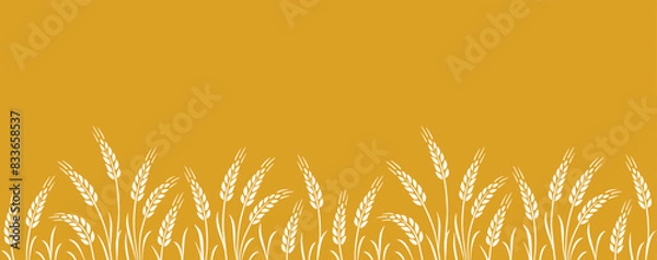 Obraz yellow wheat, oat, rye seamless food stripe with stalks