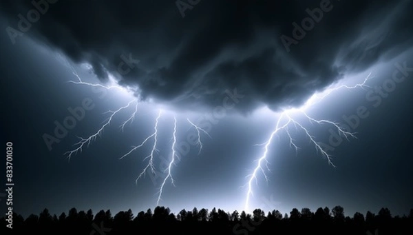Obraz night sky with clouds and lightning during a thunderstorm