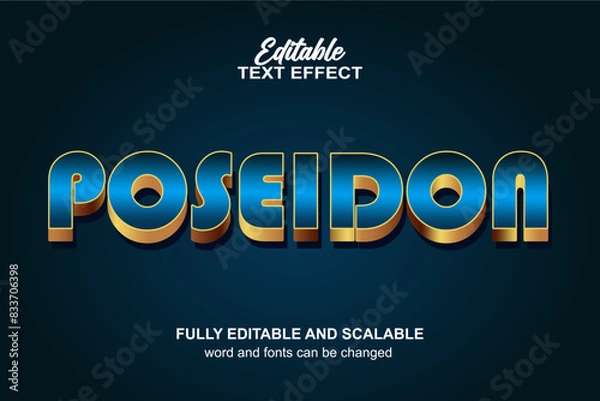 Fototapeta POSEIDON 3D EDITABLE TEXT EFFECT VECTOR FILE