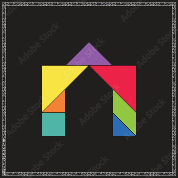 Obraz Tangram Puzzle Gateway Vector Colorful Geometric Illustration