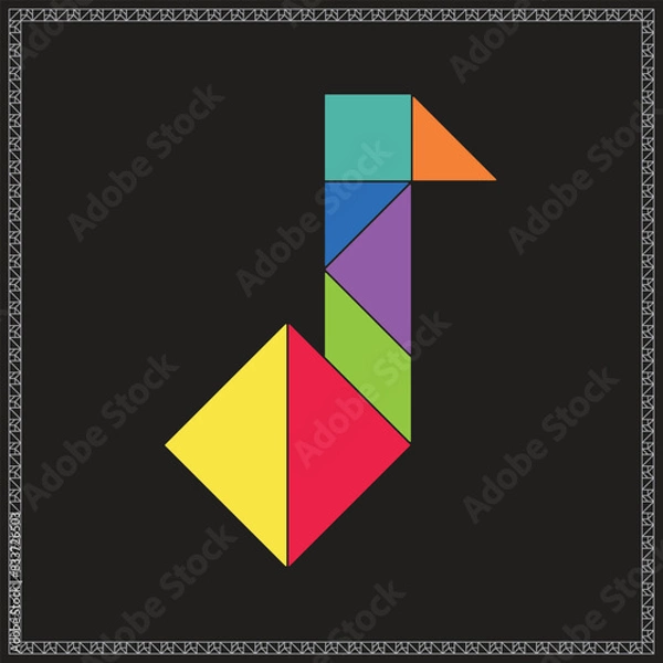Obraz Tangram Puzzle Musical note Vector Colorful Geometric Illustration