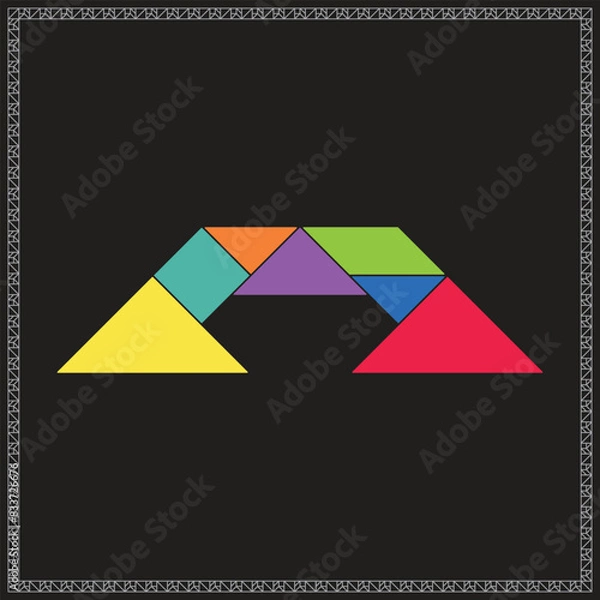 Obraz Tangram Puzzle Bridge Vector Colorful Geometric Illustration