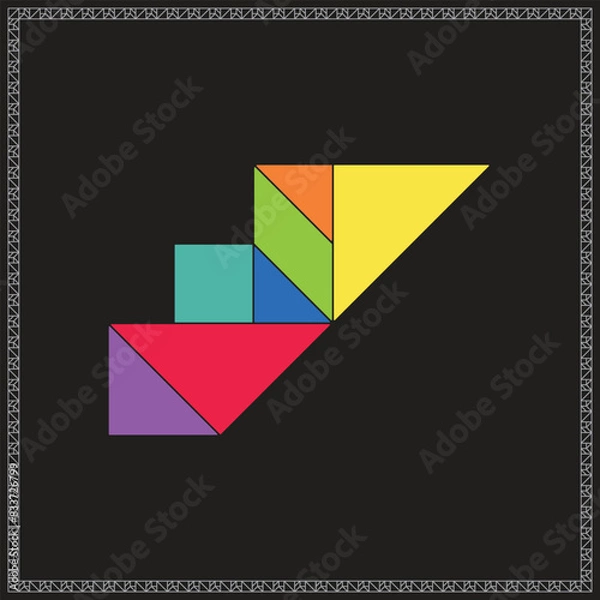 Obraz Tangram Puzzle Stairway Vector Colorful Geometric Illustration