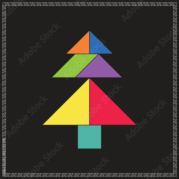 Obraz Tangram Puzzle Larch Vector Colorful Geometric Illustration