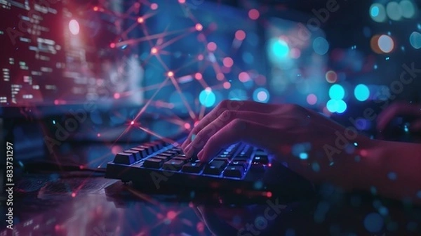Fototapeta monitoring cyber network security