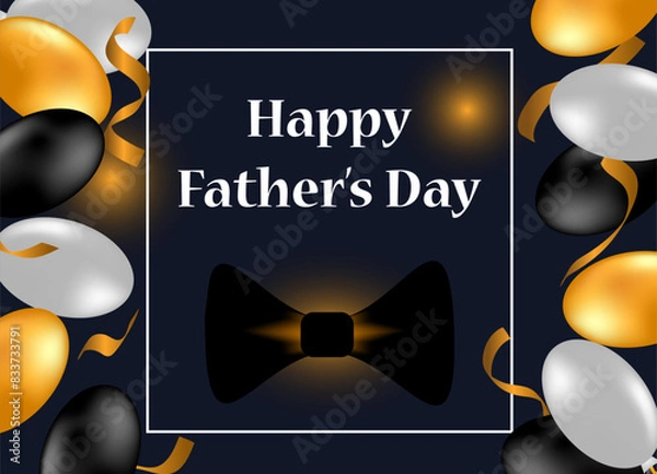 Fototapeta Greeting card with colorful balloons and Happy Father's Day greetings.