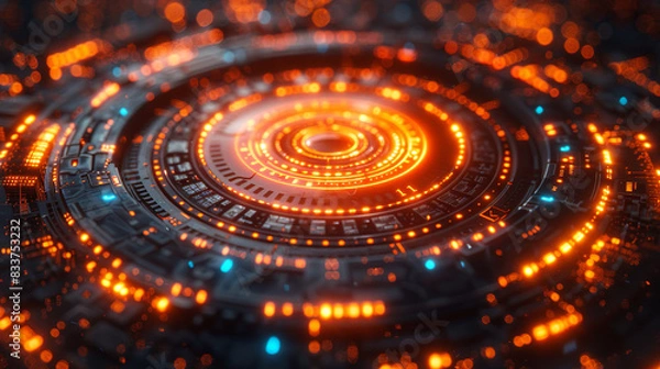 Fototapeta circular design element with components. Synergy between technology and artificial intelligence