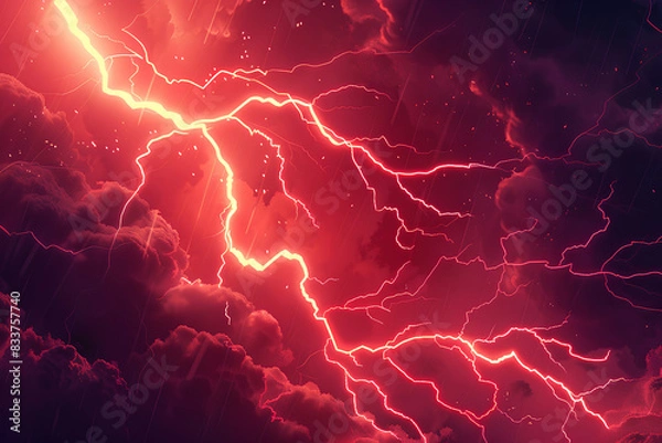 Fototapeta red lightning black background vector 3d rendering