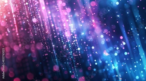 Fototapeta Sound wave. Abstract music background. Molecular background with DNA. Network with connecting dots and lines. Big data visualization. 3D rendering.