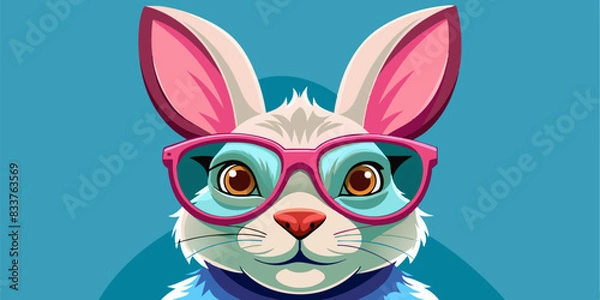 Fototapeta Portrait of Easter Bunny with rose-colored glasses  