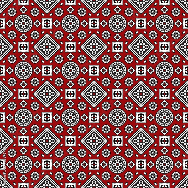 Fototapeta Red Sindhi Ajrak Pattern, Vector Illustration