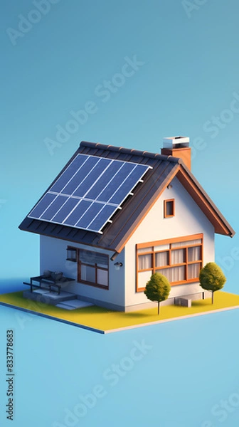 Fototapeta Model house with solar panels
