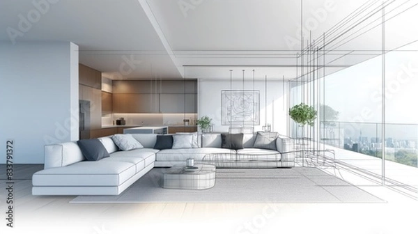 Obraz architectural drawing of living room