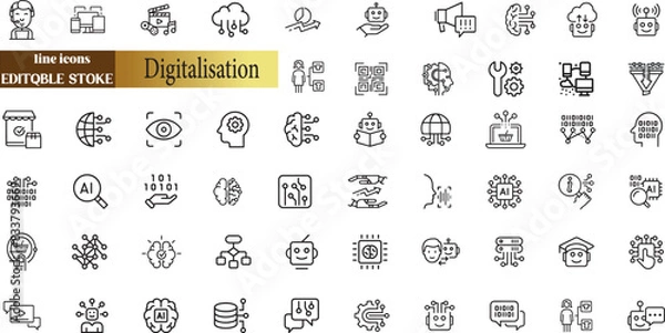 Fototapeta Office and Workplace web icons in line style. Employe, conference, project, document, business, work,