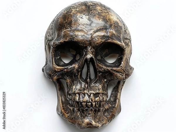 Fototapeta Create an image of a spooky skeleton mask, isolated on a white background