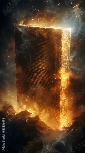 Obraz Frozen Knowledge Ancient Scroll Encased in a Digital Cube Preserving Lost Civilizations Secrets