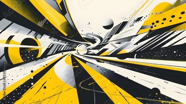 Obraz Energetic Geometric Abstract Sports with Bold Constructivist Inspired Shapes and Fluid Curves