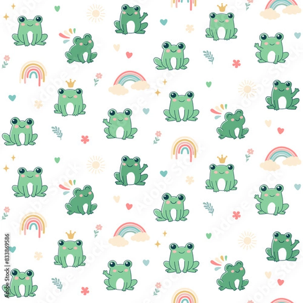 Fototapeta Frogs, seamless vector pattern design