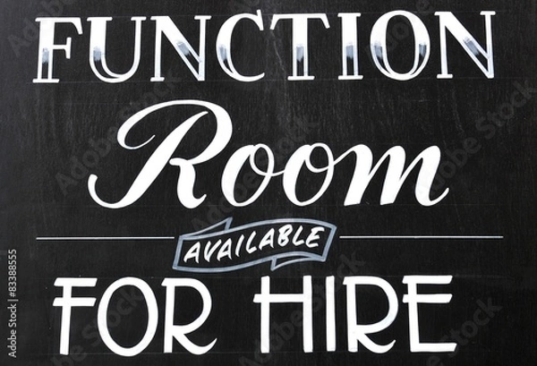Obraz Function room for hire sign on blackboard