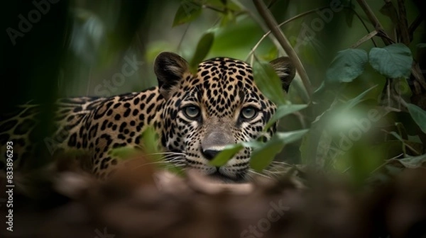 Fototapeta Hidden Jaguar in Jungle Shadows