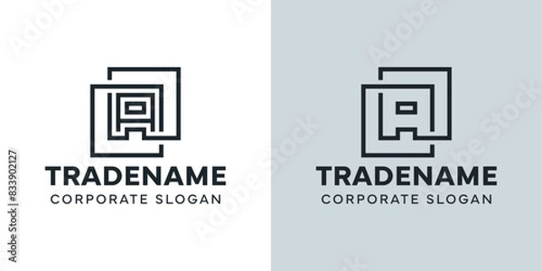 Fototapeta Modern Letter A with Double Square Logo, for business with A initial