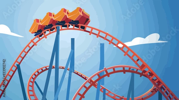 Obraz roller coaster vector flat minimalistic isolated vector style illustration