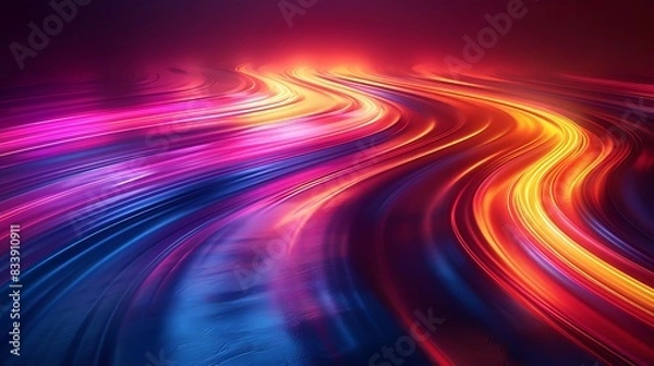 Fototapeta An abstract depiction of neon light streaks, twinkling in a chaotic, high-energy dance, vibrant electric hues, dynamic and lively scene, high contrast, hd quality, soft focus, vivid colors.