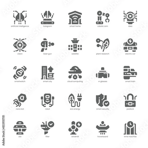 Fototapeta Future Technology icon pack for your website, mobile, presentation, and logo design. Future Technology icon glyph design. Vector graphics illustration and editable stroke.