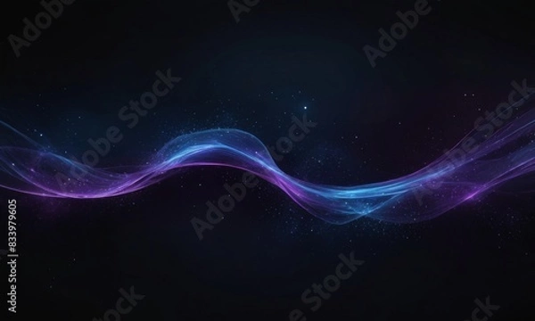 Obraz Abstract Blue And Purple Light Waves On Black Background
