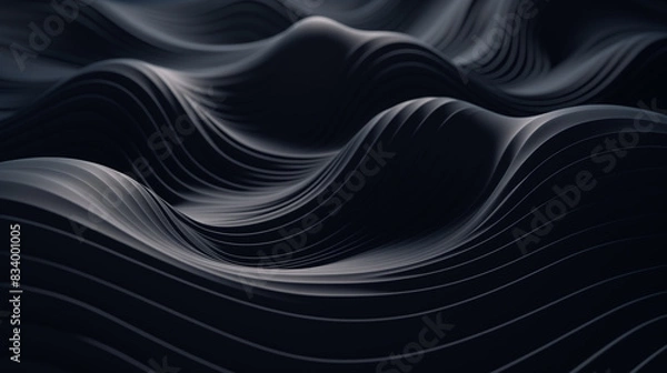 Obraz Black wavy smooth dynamic background. Conceptual rubber surface for design.