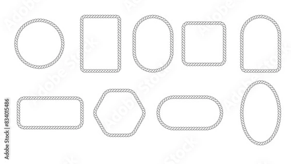 Fototapeta Set of different shape rope frame vector