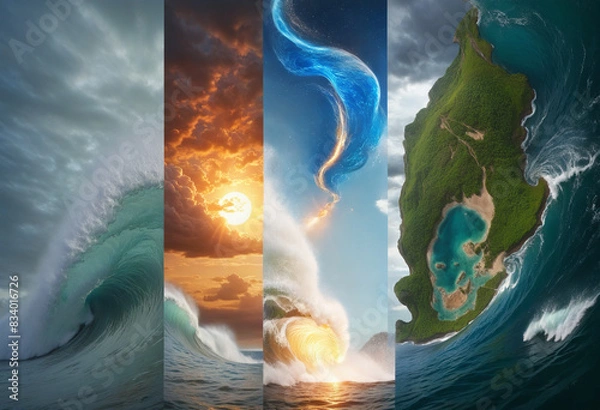 Fototapeta Generative AI and the Elemental Forces of Nature: Exploring the Interconnectedness of Earth, Fire, Water, and Air
