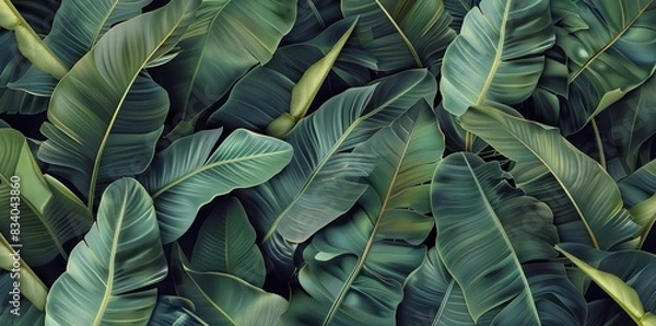 Fototapeta abstract green leaf texture, nature background, tropical leaf. AI generated illustration