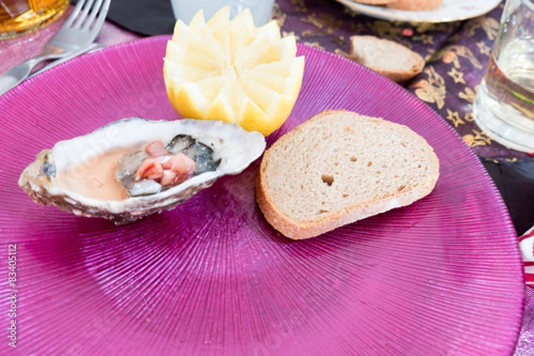 Obraz Oyster with Lemon and bread